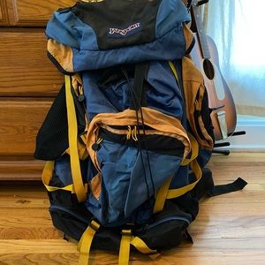 Orange and Navy Blue Jansport Hiking Pack